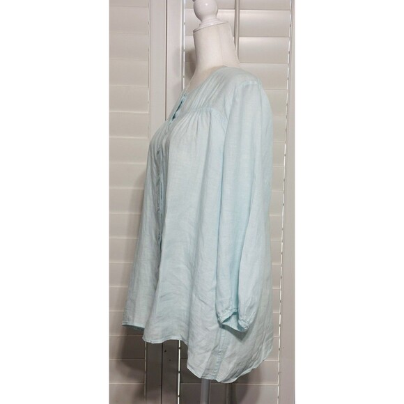 Talbots Women PXL Linen Button Up Blouse Beach Lagenlook Minimalist - Picture 5 of 10